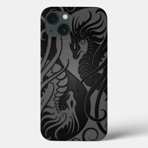 Graue und schwarze Flying Yin Yang Dragons Case-Mate iPhone Hülle