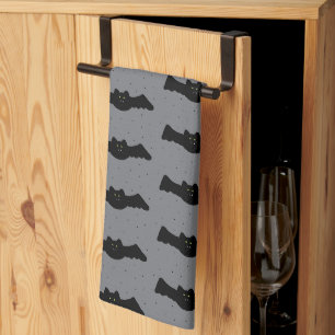 Graue und schwarze Halloween-Fledermäuse Geschirrtuch