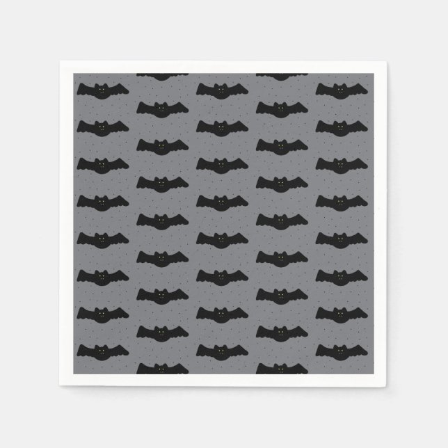 Graue und schwarze Halloween-Fledermäuse Serviette (Vorderseite)