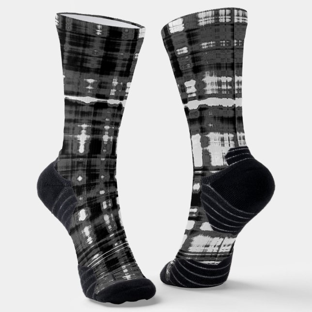 Graue und schwarze Karierte Gegenwart Socken (Gewinkelt)
