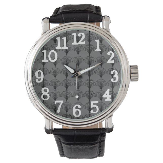 Graue und schwarze Lüfter Armbanduhr (Vorderseite)