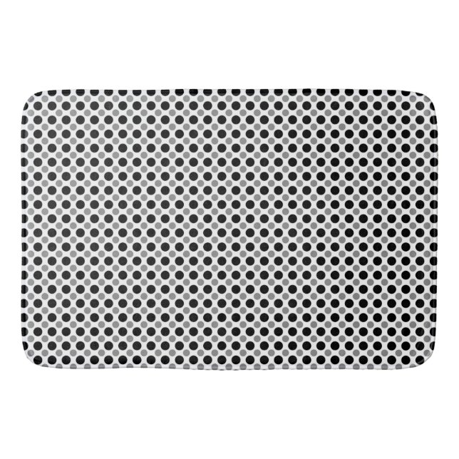 Graue und schwarze Polka Dots Badematte (Vorderseite)