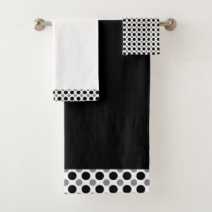 Graue und schwarze Polka Dots Badhandtuch Set