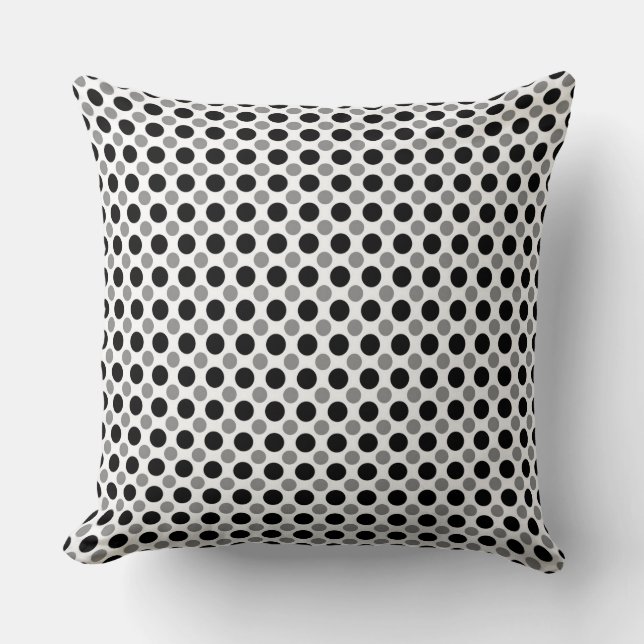 Graue und schwarze Polka Dots Kissen (Vorderseite)