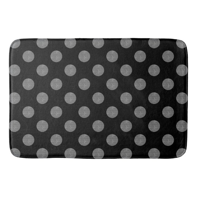 Graue und schwarze Polka-Punkte Badematte (Vorderseite)
