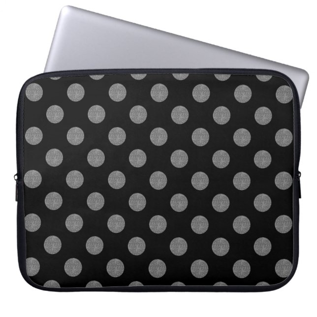 Graue und schwarze Polka-Punkte Laptopschutzhülle (Vorderseite)