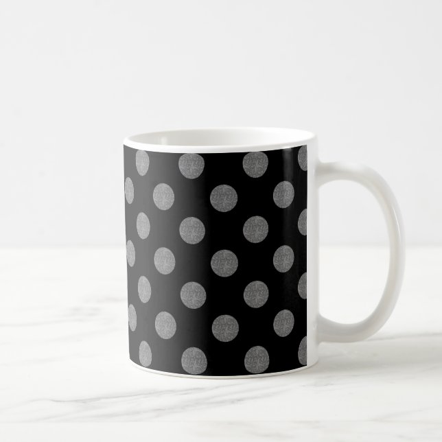 Graue und schwarze Polka-Punkte Tasse (Rechts)