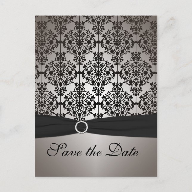 Graue und schwarze Save the Date Postkarte (Vorderseite)