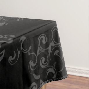 Graue und schwarze Swirl Gothic Wedding Tischdecke
