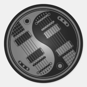 Graue und schwarze Yin Yang Gitarren Runder Aufkleber