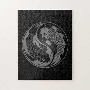 Graue und schwarze Yin Yang Koi Fische Puzzle