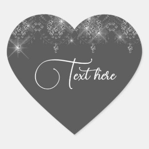 Graue und silberne Spitzen mit eleganter, glänzend Herz-Aufkleber