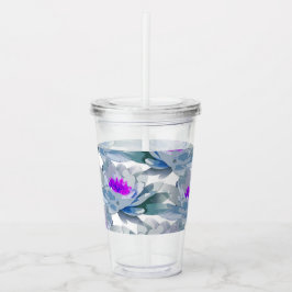 Graue und violette Blumenmuster Acryltrinkbecher