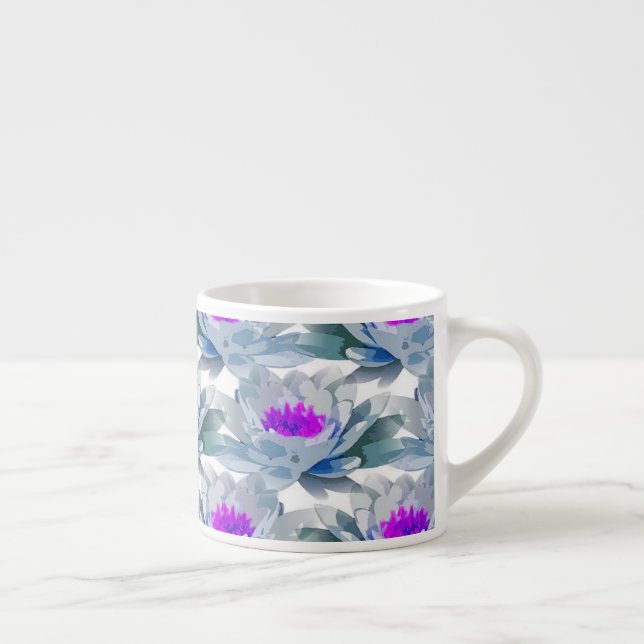 Graue und violette Blumenmuster Espressotasse (Rechts)