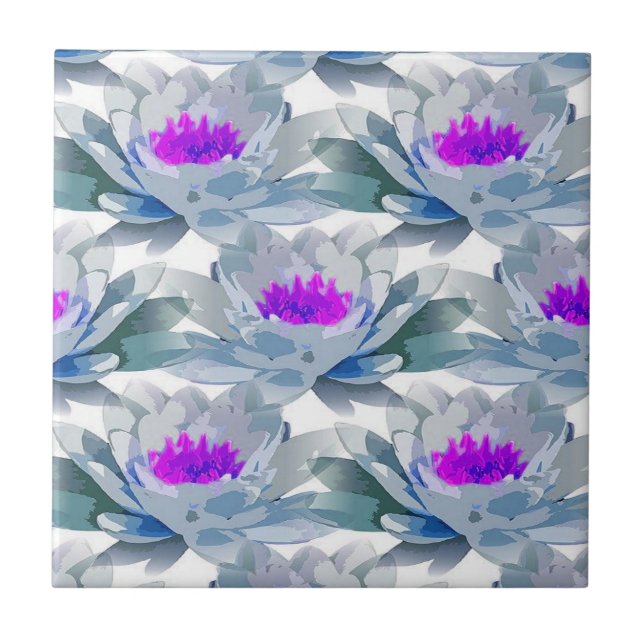 Graue und violette Blumenmuster Fliese (Vorderseite)