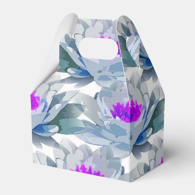 Graue und violette Blumenmuster Geschenkschachtel (Vorderseite)
