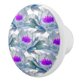 Graue und violette Blumenmuster Keramikknauf