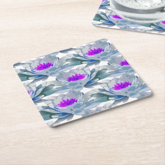 Graue und violette Blumenmuster Rechteckiger Pappuntersetzer (angewinkelt)