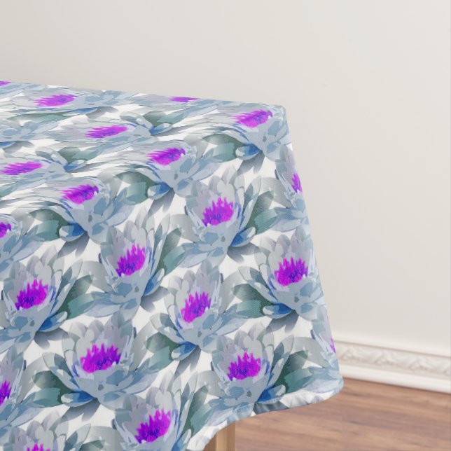 Graue und violette Blumenmuster Tischdecke (Beispiel)