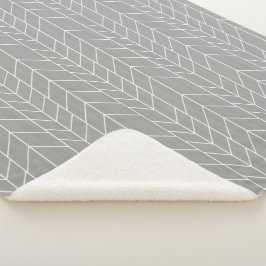 Graue und weiße Abstrakte Moderne Random Herringbo Sherpadecke