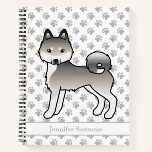 Graue und weiße Alaskan Klee Kai Dog & Custom Text Notizbuch