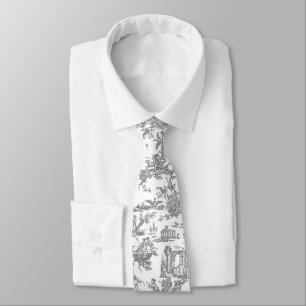 Graue und weiße französische Toile Neck Tie Krawatte