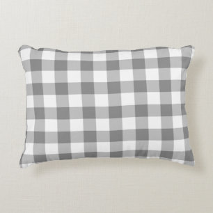 Graue und weiße Gingham-Karo-Muster Zierkissen