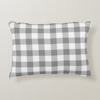 Graue und weiße Gingham-Karo-Muster Zierkissen