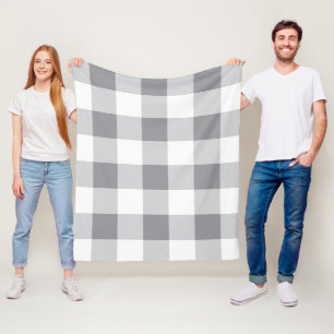Graue und weiße Gingham-Muster Fleecedecke