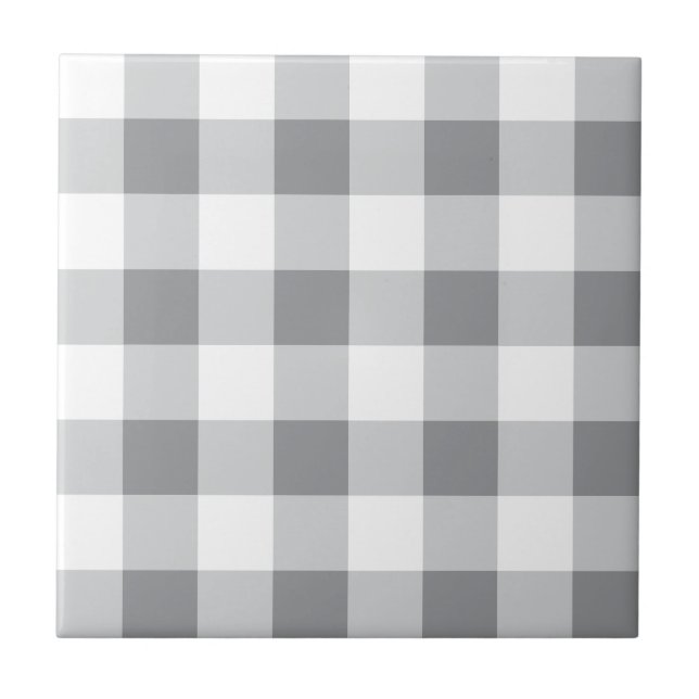 Graue und weiße Gingham-Muster Fliese (Vorderseite)