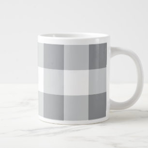 Graue und weiße Gingham-Muster Jumbo-Tasse