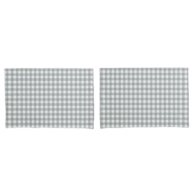 Graue und weiße Gingham-Muster Kissenbezug (Vorderseite-Set)