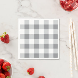 Graue und weiße Gingham-Muster Serviette