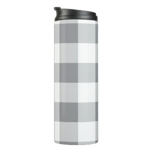 Graue und weiße Gingham-Muster Thermosbecher