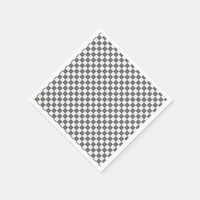 Graue und weiße, karierte Neapel Serviette (Ecke)