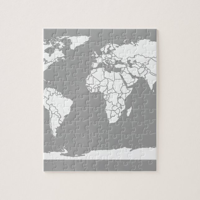Graue und weiße Karte der Welt Puzzle (Vertikal)