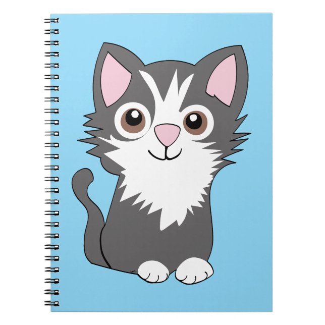 Graue und weiße Katze Notizblock (Vorderseite)