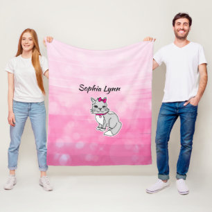 Graue und weiße Katze Personalisiertes Mädchen Pin Fleecedecke