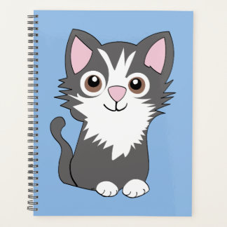 Graue und weiße Katze Planer