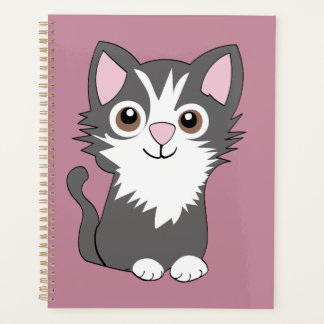 Graue und weiße Katze Planer