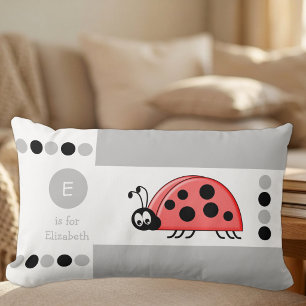 Graue und weiße Marienkäfer-Kinder-Monogramm Lendenkissen