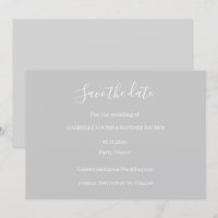 Graue und weiße minimalist Save-the-Date-Hochzeit