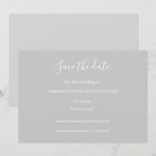 Graue und weiße minimalist Save-the-Date-Hochzeit Einladung