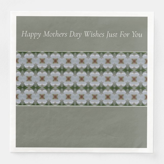 Graue und weiße, moderne Blumen Serviette (Vorderseite)