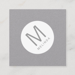Graue und weiße moderne Minimalistische Monogramm Quadratische Visitenkarte