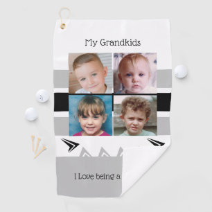 Graue und weiße Opa-Fotos von Enkelkindern Golfhandtuch