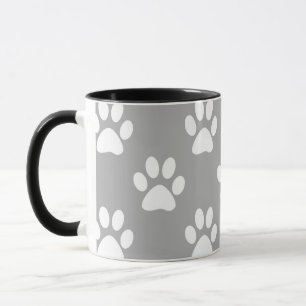 Graue und weiße Pfotenmuster Tasse
