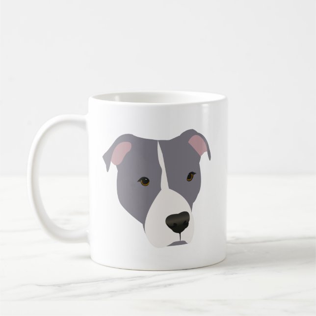 Graue und weiße Pitbull Kaffeetasse (Links)