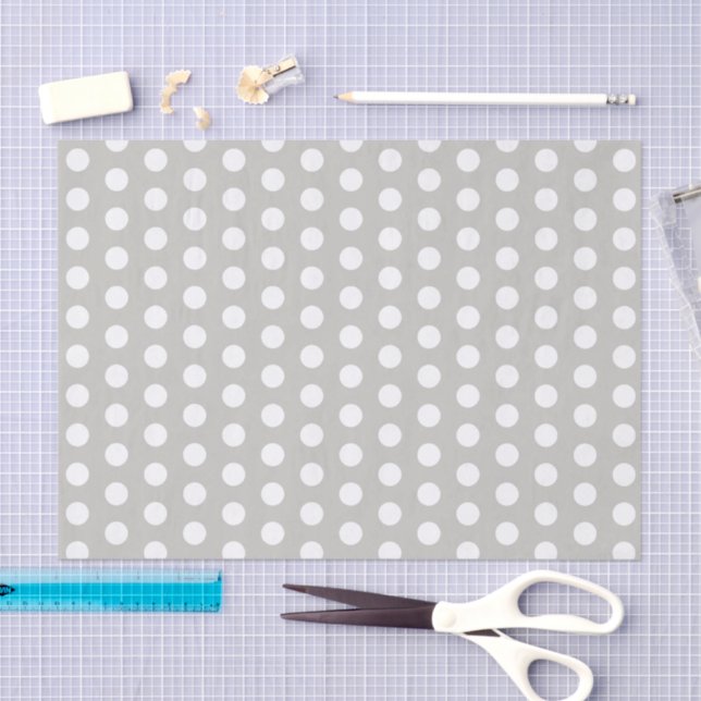 Graue und weiße Polka-Punkte für Baby Seidenpapier (Handwerk)