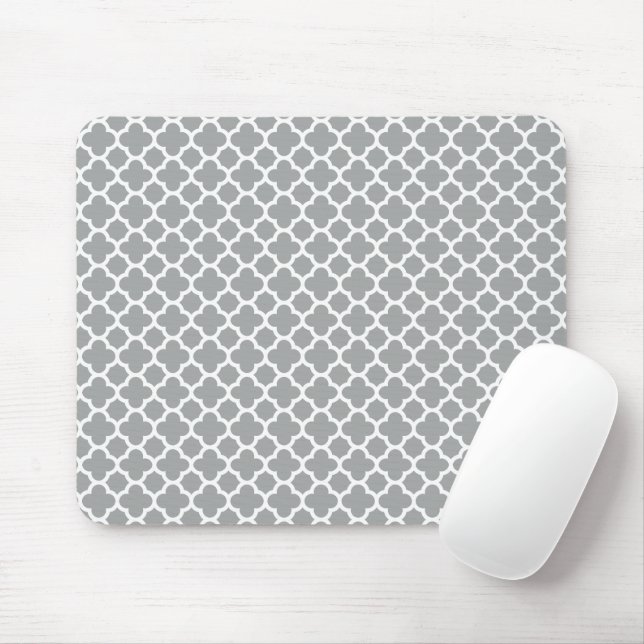 Graue und weiße Quatrefolie Mousepad (Mit Mouse)
